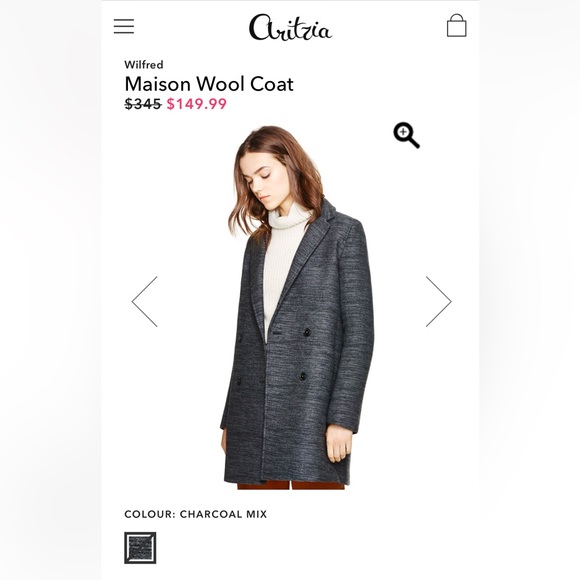 Aritzia Wilfred Maison Wool coat white/grey melange sz S - Picture 6 of 8